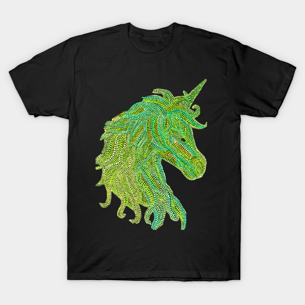 Mythical Unicorn - Green & Yellow T-Shirt by Amy Diener